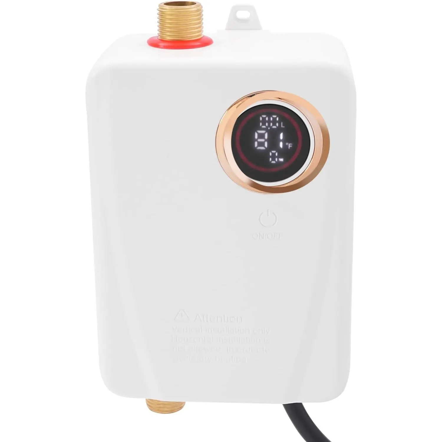 Electric Water Heater, Hot Water Heater Tankless Water Heater Electric 3000W Tankless Instant Hot Water Heater LCD Touch Screen tankless Water Heat (ABS+304 Stainless Steel, White) Household Appliances
