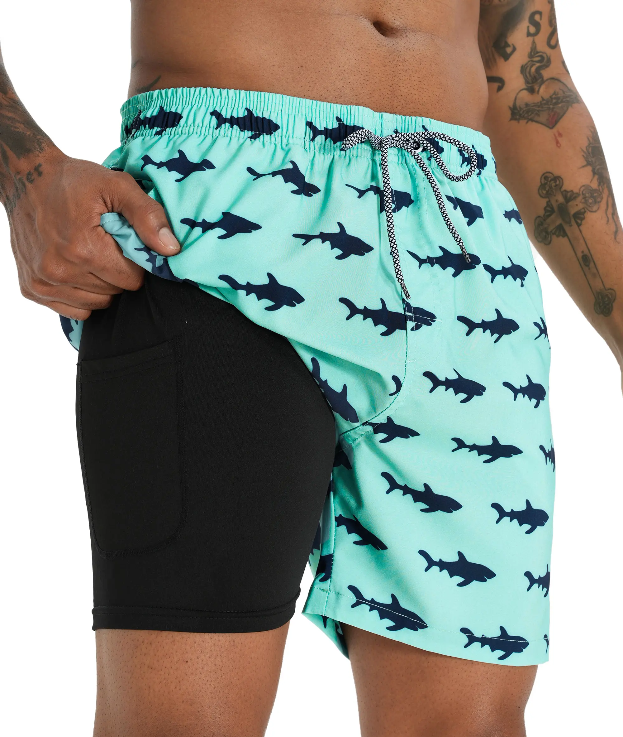 APTRO 5.5" 2-in-1 Swim Trunks – Cool Graphic, Built-in Liner, UPF50+ – Perfect for Beach & Pool ‍️