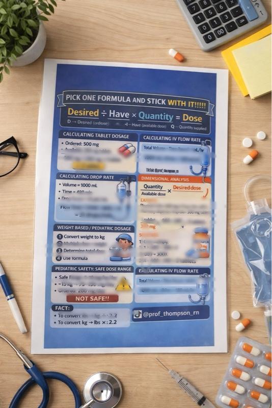 The Ultimate Dosage Calculations Cheat Sheet 8.5 x 11 Inches Laminated Guide for Nursing Students and Professionals