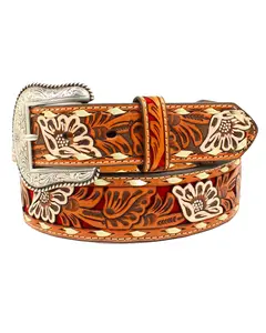 Nocona Belt Co. Men's Inlay Floral Embossed Western - N2413004