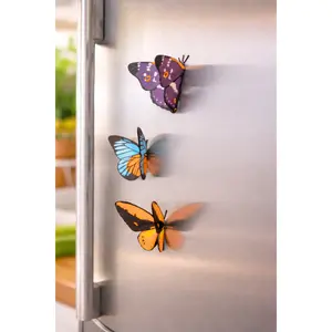 Butterfly Fridge Magnets Colorful Decorative Lightweight Magnetic for Home School Office Gift Idea 3D Printed Vibrant Designs Secure Hold clover mags