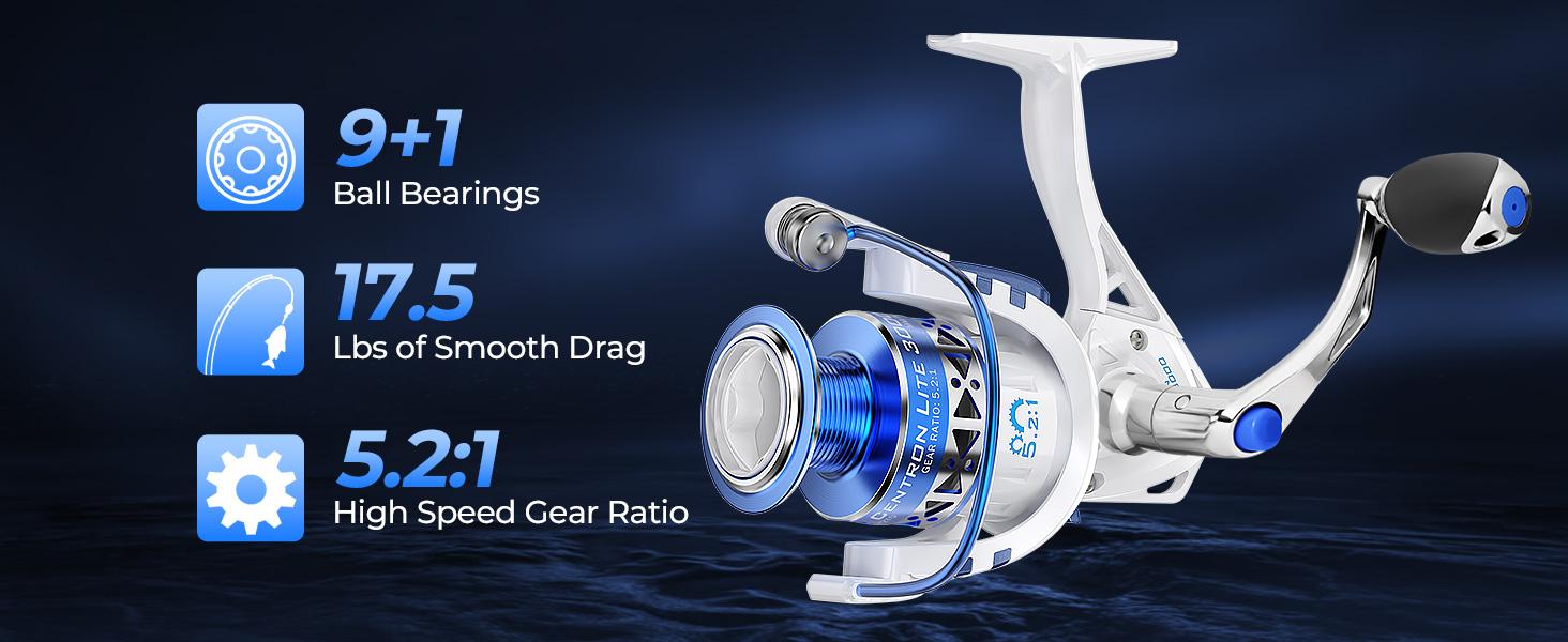 KastKing Centron Lite Casting Rod and Reel Combo, IM6 Graphite 2Pc Blanks, Stainless Steel Guides with Ceramic Rings, Contoured EVA Handles & Fighting Butt, Split or Full Rear Handle Design, 10 Models