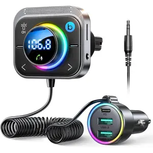 JOYROOM 96W FM Transmitter Bluetooth 6.0 Car Adapter Aux with 3 Charging Ports【PD 60W & 2 * 18W】【Air Vent Installation for Safe】 Deep HiFi Bass Player Wireless Radio Fun Car Accessories Gift Set