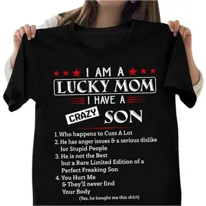 I Am A Lucky Mom I Have A Crazy Son T-Shirt, Mothers Day Shirt Gift For Mom From Son, Awesome Mom Shirt, Mom Life Shirt, Birthday Women Shirt Gift