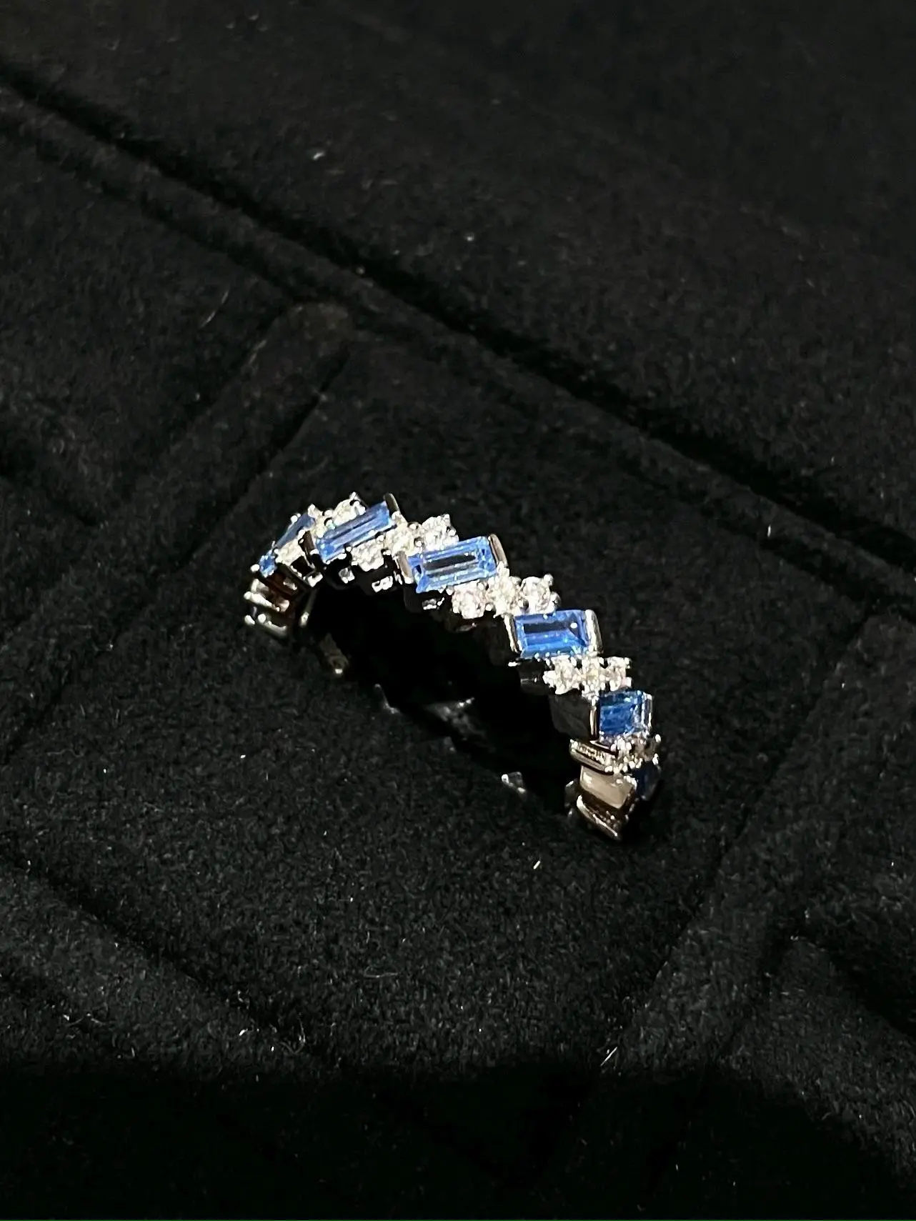 Blue - Eternity Lab Diamond Ring, Rectangular Pav√© ring, diamond band, 5A Grade Gemstone Jewelry, 925 Sterling Silver with real gold plating