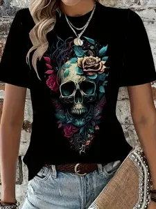 Plus Size, Women's Curve Clothing Curve Tshirts with Print, Casual Shortsleeved Round Neck Top, Mediumstretch Fabric, Machine Washable, Comfortable Fit for All Seasons, Women's Tshirt, Tshirt with Unique Pattern, Comfortable Fit.