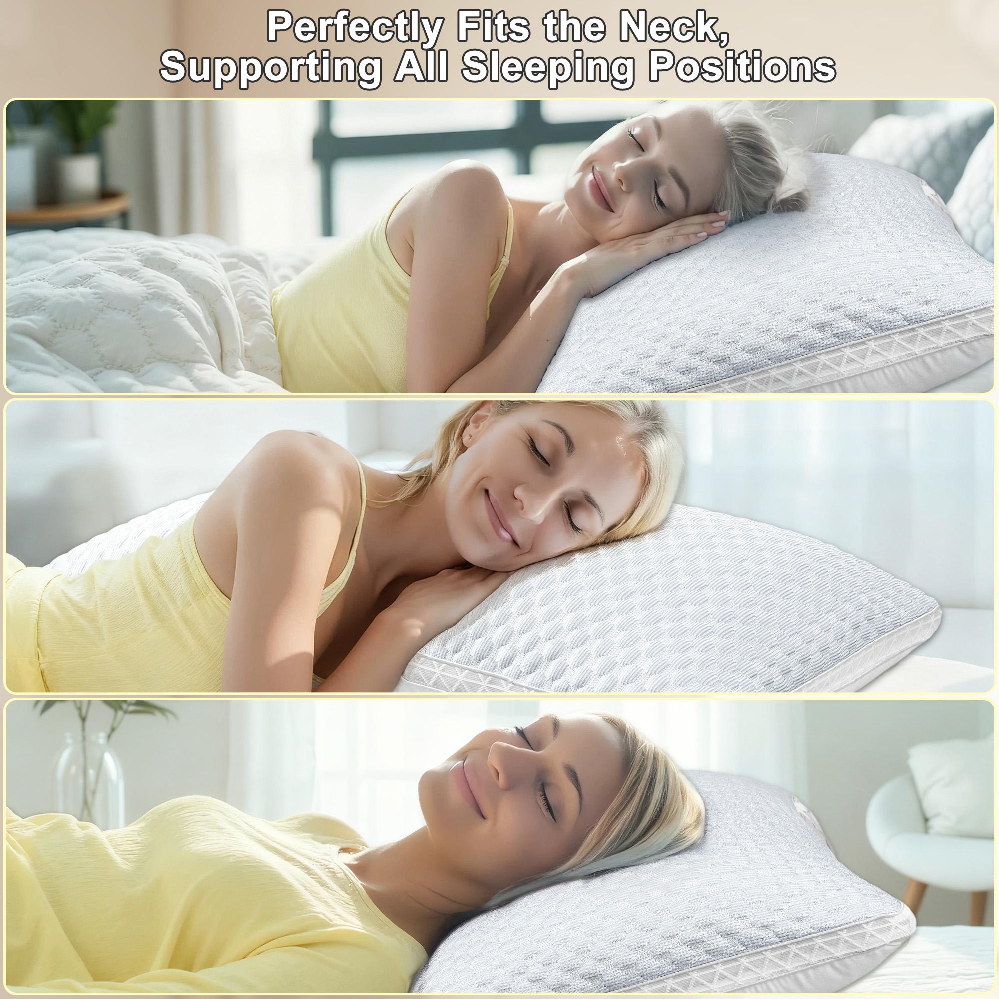 2PCS Raybee Luxury Neck Pillows -Queen Size ,Adjustable Hotel Quality Pillow for Sleeping,Breathable Fabric with Gentle Massage Dots,Festival gifts, Decor Bedroom Accessories [Black Friday]