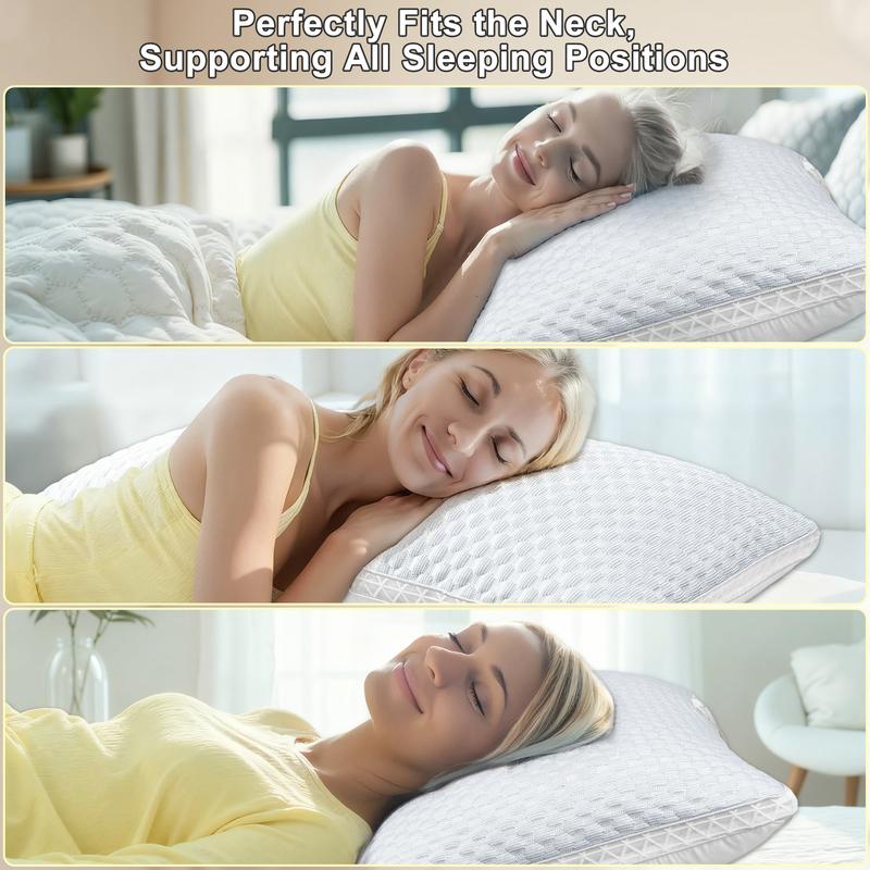 2PCS Raybee Luxury Neck Pillows -Queen Size ,Adjustable Hotel Quality Pillow for Sleeping,Breathable Fabric with Gentle Massage Dots,Festival gifts, Decor Bedroom Accessories [Black Friday]