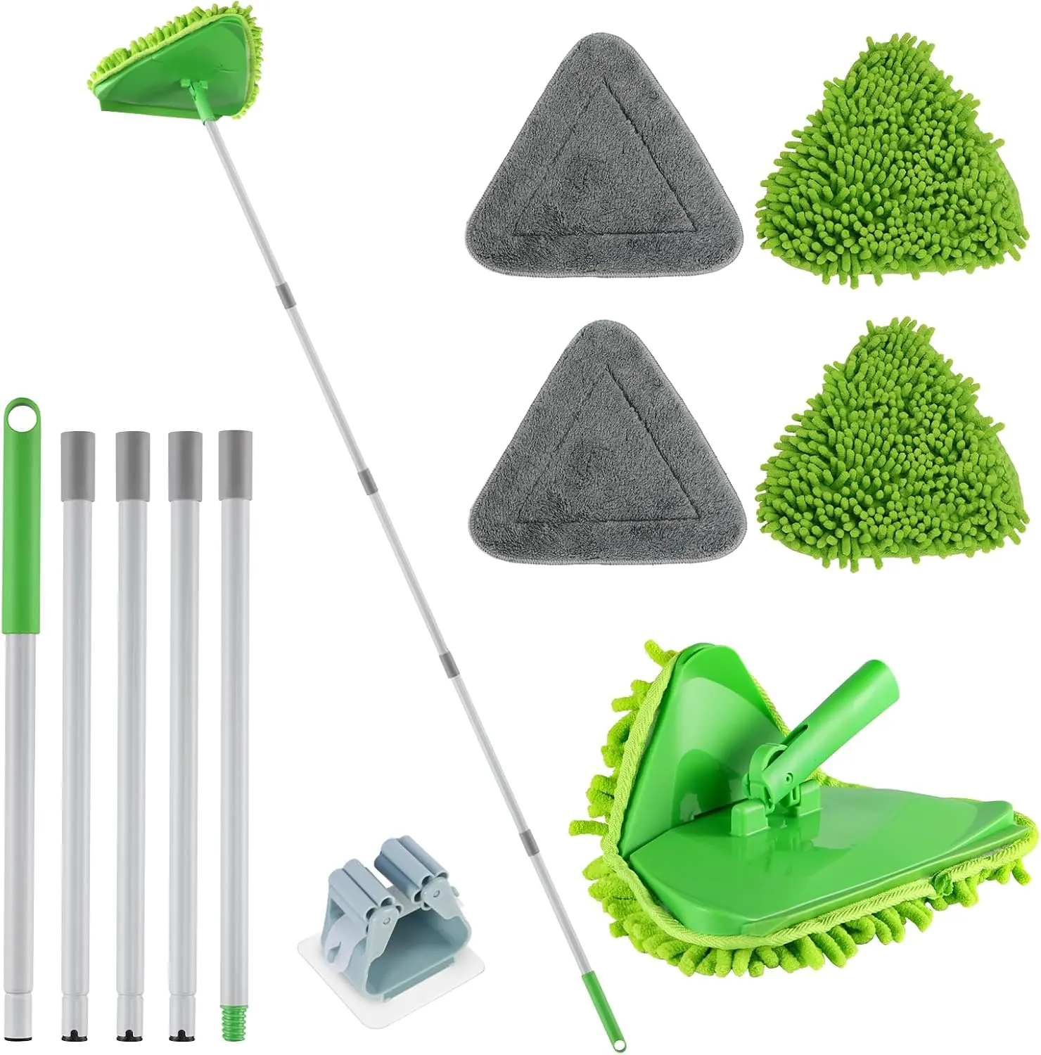RONSUNG Wall Cleaning Mop 82" Extendable Handle Baseboard Cleaner with Reusable Pads