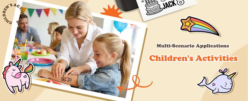 Phomemo DIY Temporary Tattoo Maker, TK32 Tattoo Maker for Kids & Adults, Create Custom Temporary Tattoos, DIY Tattoo Sticker Kit with 50 Papers & 8 Markers, Perfect for Parties, Events, Gifts & Creative Fun, Black