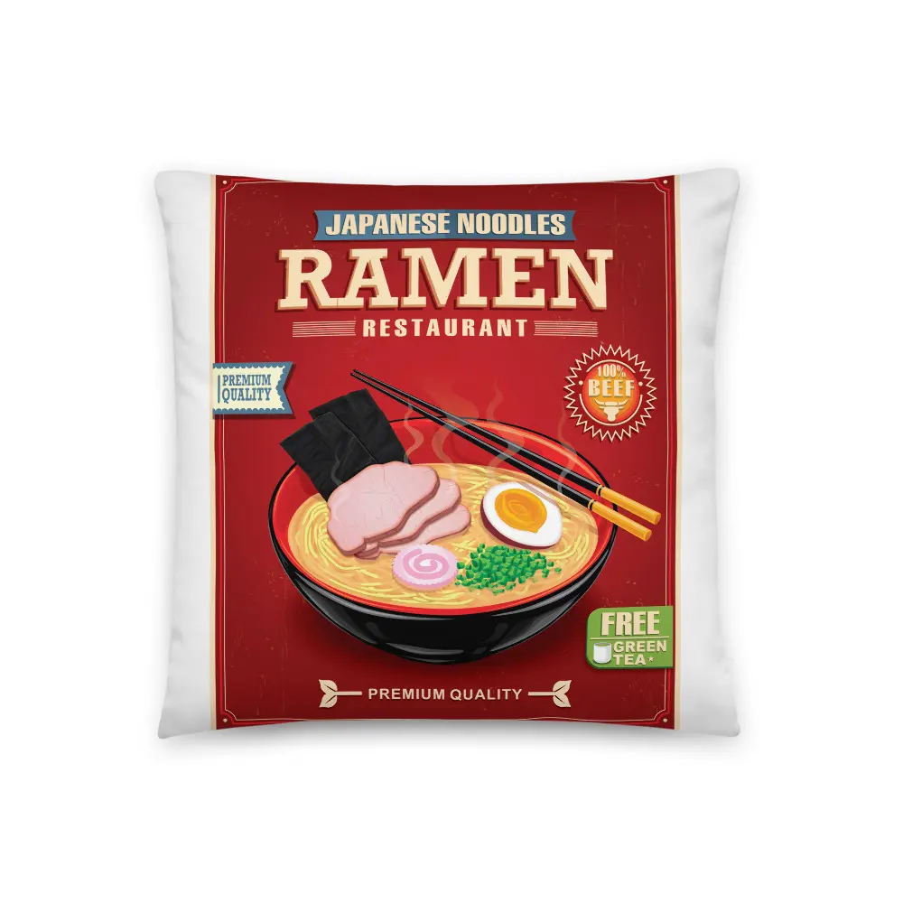 Ramen Noodles Themed Basic Pillow, Textiles Soft Furnishings Bedding Linens Pillow for Home Use