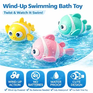 3 Pack Clown Fish Wind-Up Swimming Bath Toys Floating No Batteries Needed Waterproof Christmas Stocking Stuffers for Baby Toddlers Kids Fun Bathtime Fun