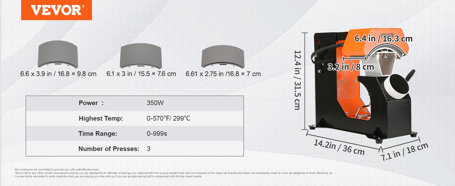 VEVOR 3-in-1 Auto Hat Heat Press with 3pcs Interchangeable Platens(6.6" x 2.7", TikTokShopBlackFriday, 6.6" x 3.8", 6.1" x 3"), Automatic Release&Press Knob-Style Digital Control Panel, Heat Transfer Printing for Caps