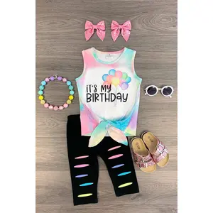 "It's My Birthday" Pastel Rainbow Capri Set