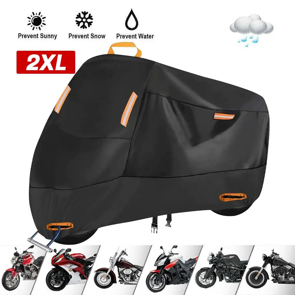 210D Heavy Duty Motorcycle Cover, All Season Durable Waterproof Outdoor Protection Scooter Cover with Keyhole Storage Bag, Rain, Sun, UV Protection