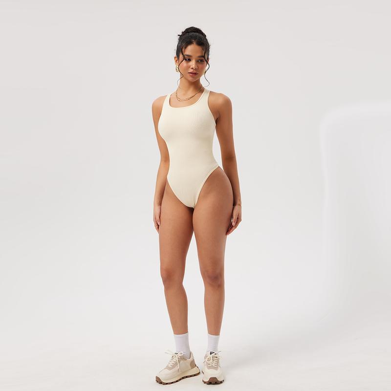 OQQ Women's 3 Piece Sexy Sleeveless Square Neck Bodysuits Ribbed Racerback Comfort Basic Slim Stretchy Bodysuits Womenswear Underwear Lady Minimalist Jeans Tank Tops Soft Everyday