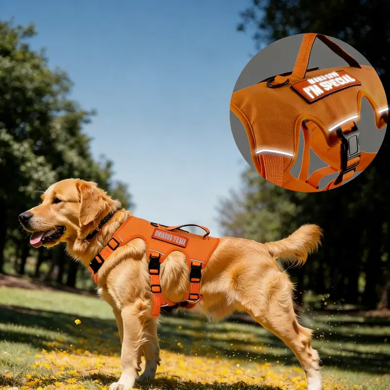 Tactical Dog Harness&Super shock protection,Adjustable Straps &Comfortable soft,Night Reflective Dog Harness Service Dog Vest Breed Dog, Hook and Loop Panel for Service Dog Patchs, Work Dog Vest with Handle for Walking Hiking Training, dog gift