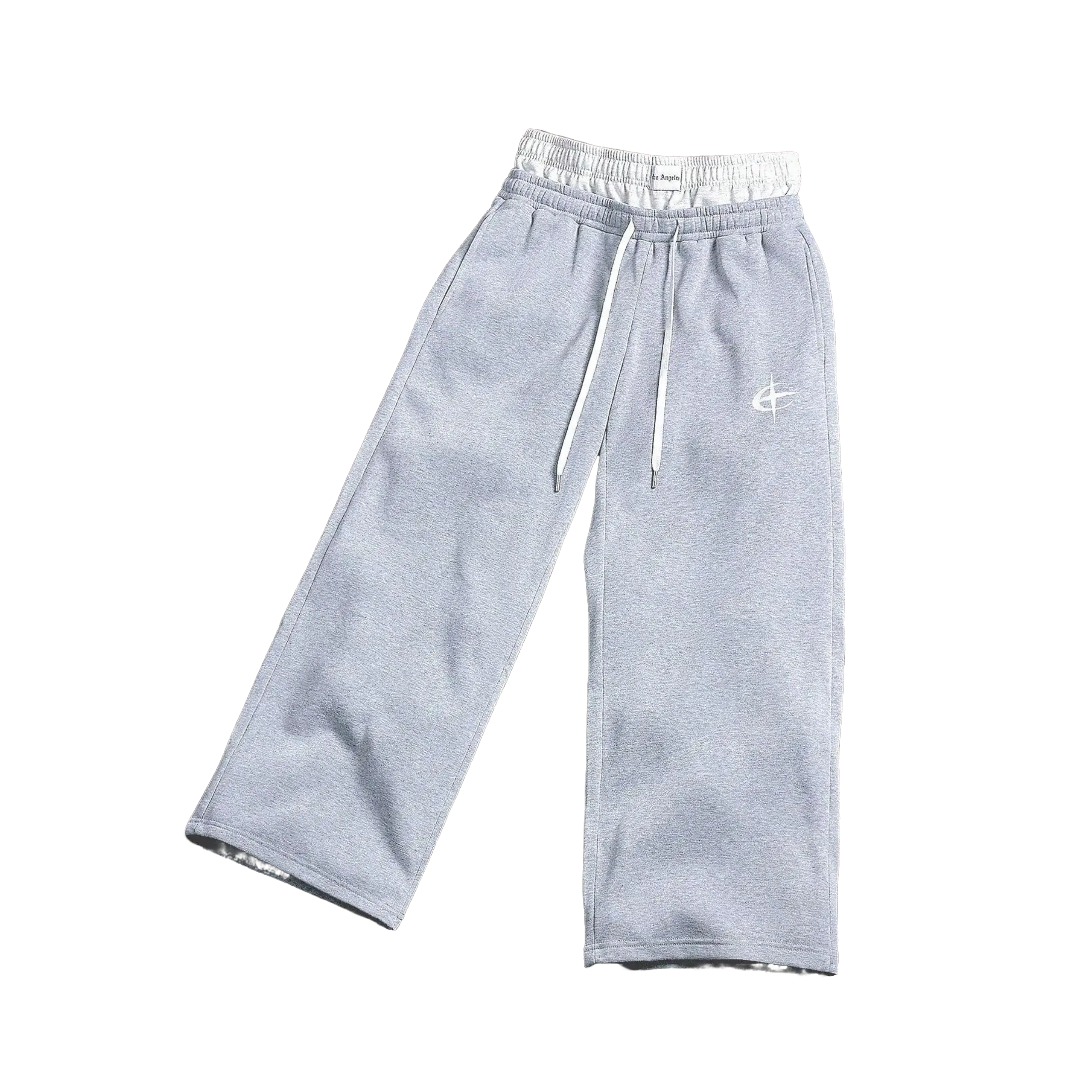 Fashion fake two-piece double waisted pants set with double-layer design soft, smooth, flowy casual pants wear-resistant, lightweight casual sport pants; minimalist streetwear style with durable, abrasion-resistant stretchy fabric