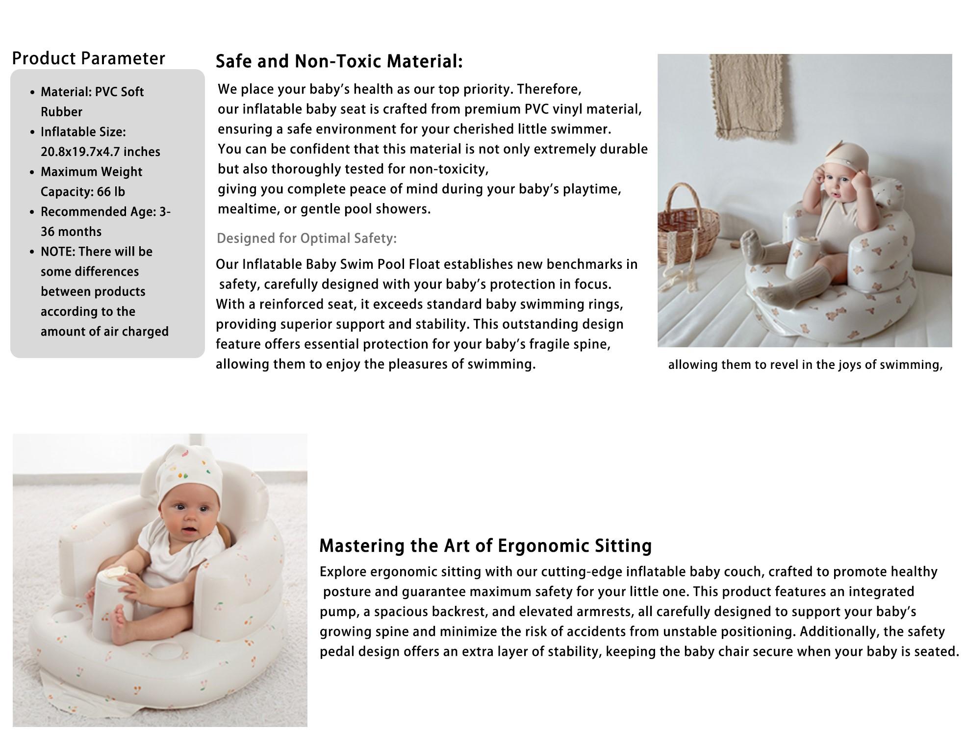 Inflatable Baby Seat 3+ Months, Built-in Air Pump Baby Seat for Kids, Toddler, Blow-up Baby Chair with Back Support, Breathable Cover, Newborn Baby Essentials, Toddler Items, Baby Carrier Alternative, Baby Essentials & Baby Items