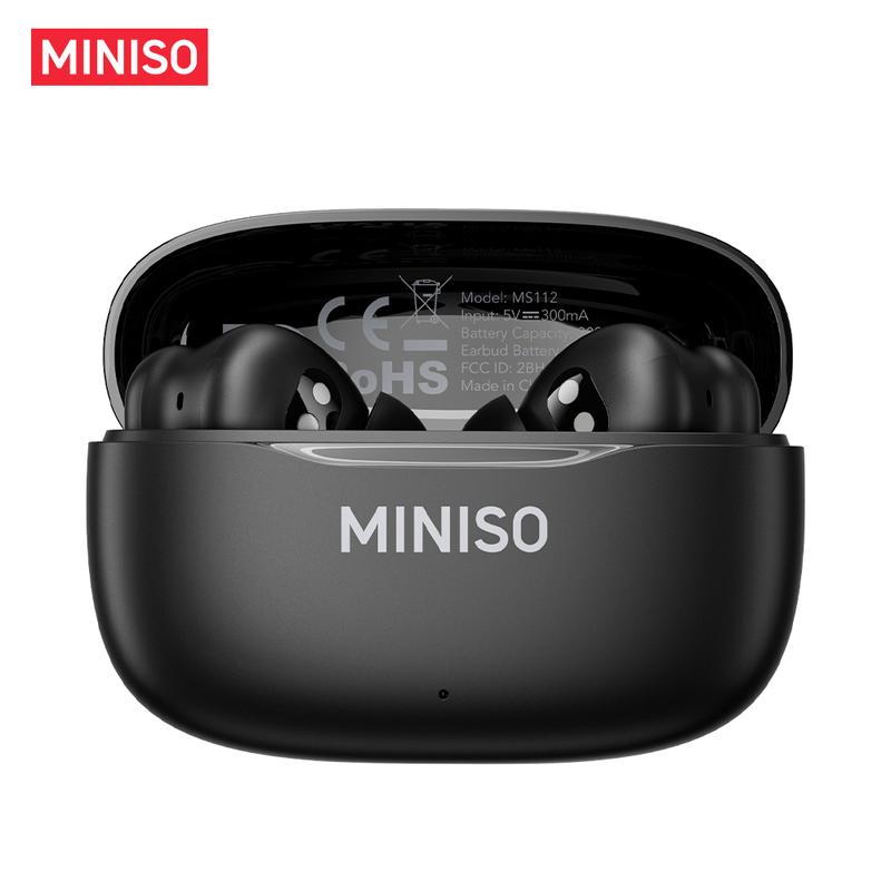 MINISO MS112 Wireless Earphones: Active noise cancellation, suitable for office, sports, studying, and audio calls, in-ear Bluetooth earphones, high-fidelity sound quality, USB-C charging.