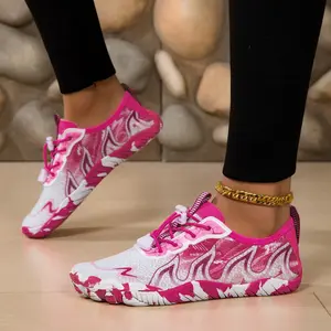 Essential for 2026 Summer Rapid Hiking：Dynamic Pink Flame Pattern Waterproof Quick-Dry Upper,Women‘s Outdoor Tech Water Hiking Sandals,360°Protective Toe & Vibram Wet Traction Outsole