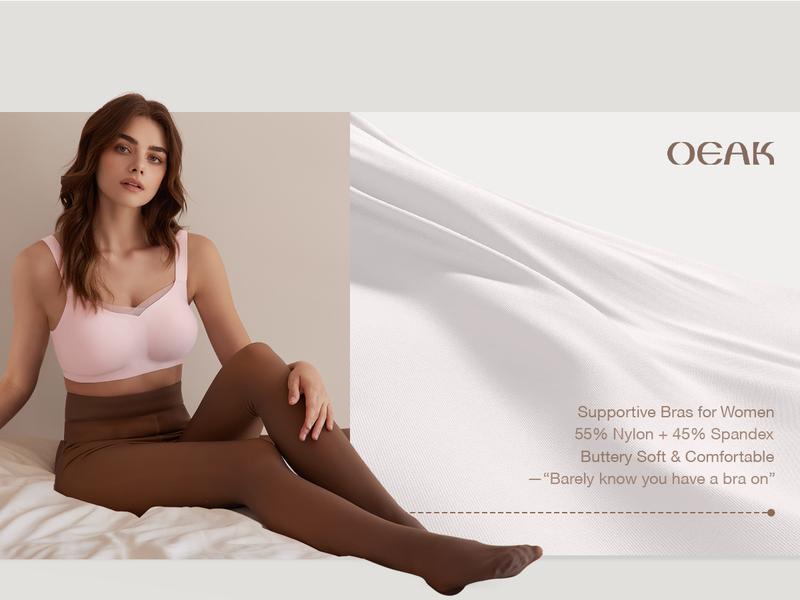 OEAK Women Jelly Bras Wireless V Neck Crossover Mesh Bras Comfortable Bralette Tshirt Bra No Underwire Seamless Everyday Bras