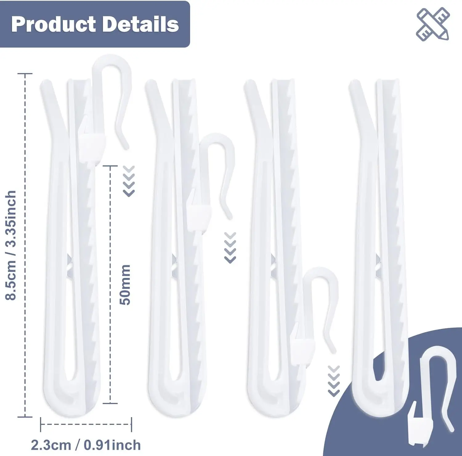 50/100/150 Pcs Plastic Curtain Hooks,Adjustable Pinch Pleat Hooks,Curtain Hooks for Drapes,Drapery Hooks for Pleated Drapes Curtain Pins for Window Curtain Shower Curtain Door Curtain 90cm