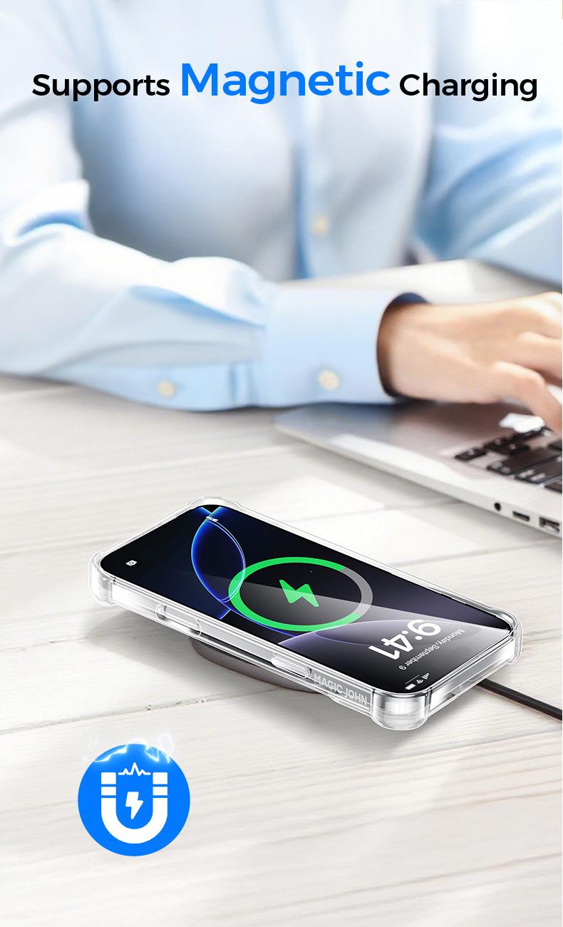 MAGIC JOHN Clear Phone Case for iPhone16/15/14/13/Pro Max, Non-Yellowing, Shockproof, Scratch Resistant Hard Back Phone Cover