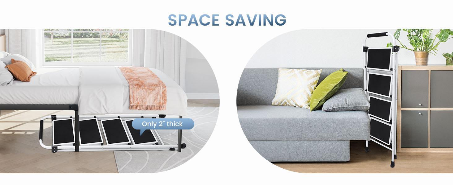 Step Ladder, 4 Sturdy Step Stool with Anti-Slip Pedal & Comfortable Handrail, 330lbs Capacity, Portable Heavy Duty Step Stool for Kitchen, Garage & Outdoor Use