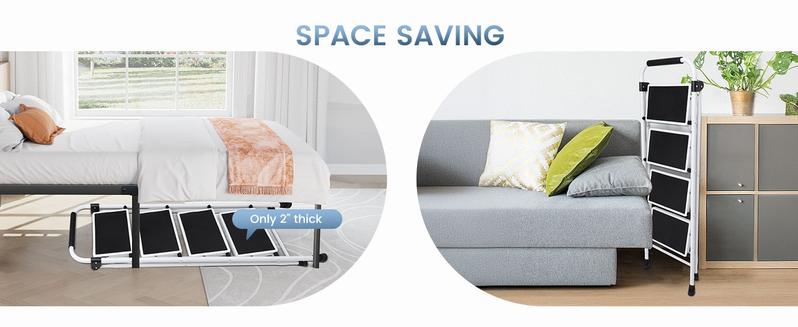 Step Ladder, 4 Sturdy Step Stool with Anti-Slip Pedal & Comfortable Handrail, 330lbs Capacity, Portable Heavy Duty Step Stool for Kitchen, Garage & Outdoor Use