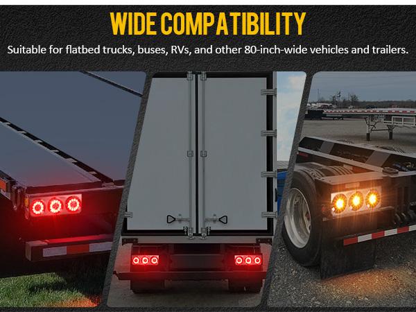 Partsam 2Pcs 54 LED Truck Trailer Tail Lights Bar with Chrome Iron Bracket Base Waterproof 24V 4 Inch Round Led Trailer Tail Lights Bar Stop Turn Signal Running Parking Lights Lamps RV Camper