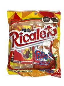 RICALETA - PALETAS DE DULCE SABOR TAMARINDO CON CHILE - 8 LOLLIPOS - 25 GRAMS EACH - PRODUCT OF MEXICO