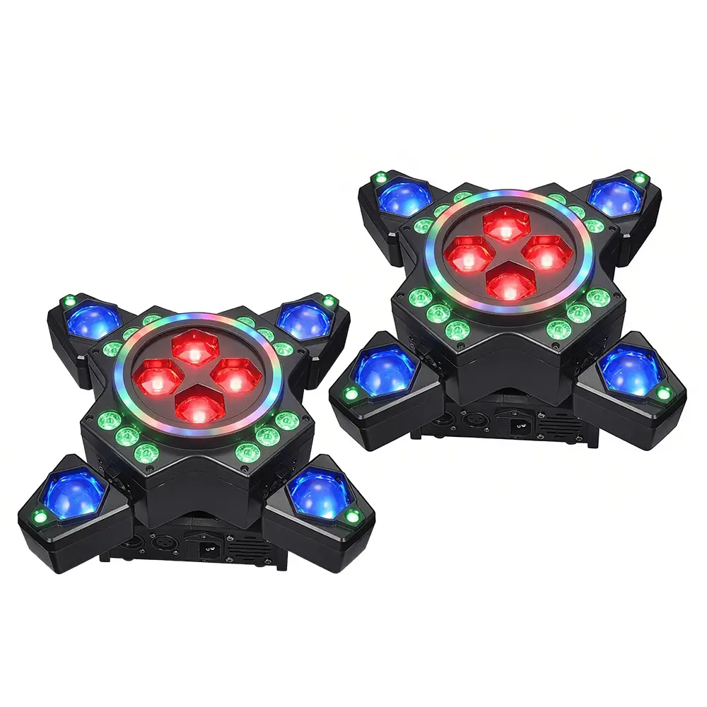 Small Whirlwinds 6in1 LED Stage Light with Laser, Strobe & RGBW - DMX512 DJ Lighting for Disco, Karaoke & Event Decor