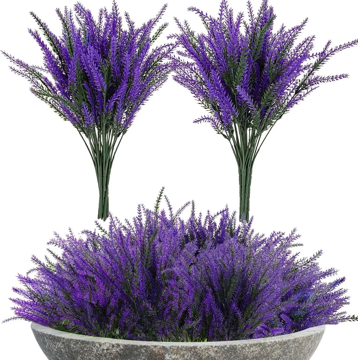 8 Pcs Flexible Faux Plastic Purple Lavender Decorative Flowers - Home Window, Wedding Table Centerpieces Decor Supplies, Ornaments
