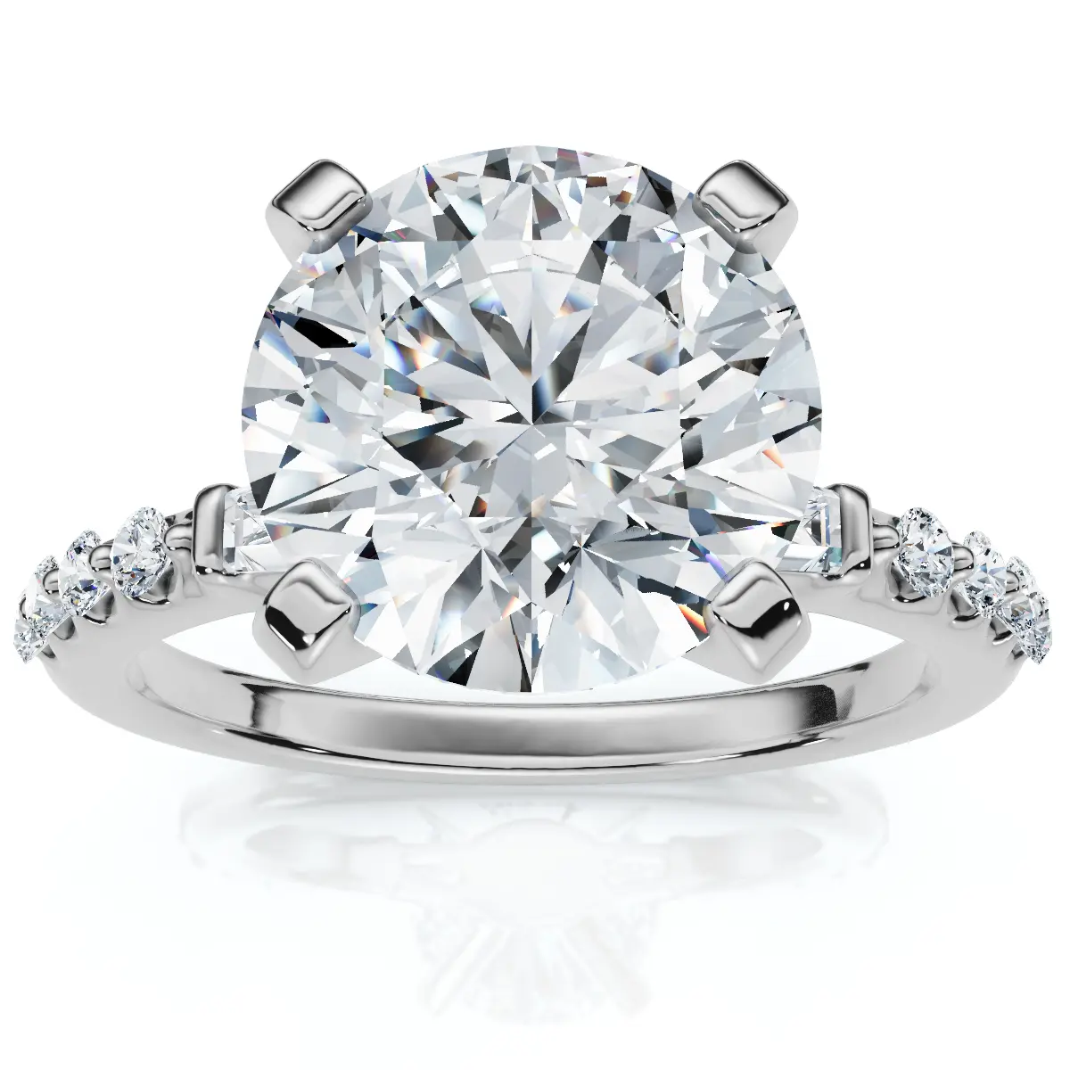 Certified 3Ct Diamond & Baguette Accent Diamond Ring 14k Gold or Pt Lab Grown