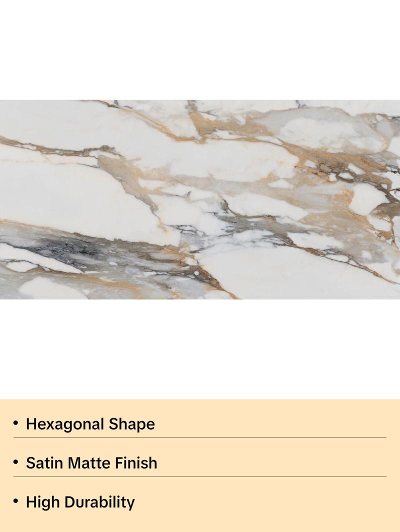 3 In. X 3 In. Calacatta Bold Satin Matte- Porcelain - Hexagon Wall & Floor Tile (5.49 Sqft/Case)