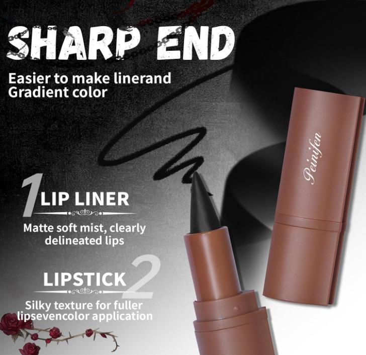 2 in 1 Gothic Lip Liner Set, Matte Dark Brown Red Black Lip Liner Plumping Smooth Creamy Lip Pencil, High Pigmented Long lasting Lip Stain Lipstick Goth Halloween Makeup, 06+07+08