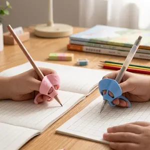 2Pcs Silicone Pencil Grips - Handwriting Posture Corrector, Writing Aid for Preschool & Kindergarten Beginners, Office Stationery Compatible with Handwriting Learning, Gripper, Squishy Pencils, Handwriting Learning Pencils
