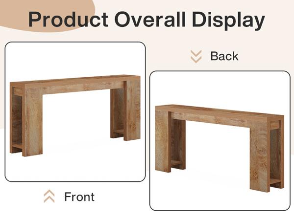 Tribesigns 70.9-Inch Long Rectangular Farmhouse Wood Console Table with Foot Pads, Storage Area & Easy Assembly for Entryway, Hallway & Living Room Furniture