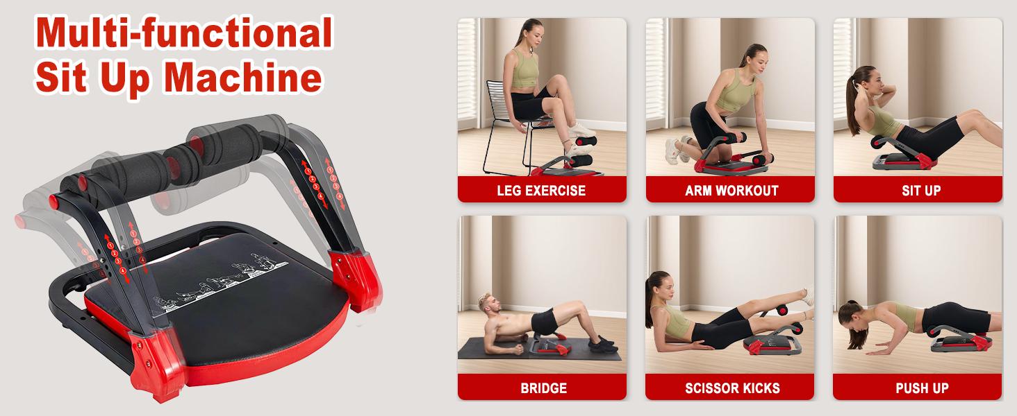 Ab Machine, Sit Up Exercise Equipment, Ab Workout Equipment with 3 Adjustable Resistance, Ab Trainer for Stomach Workout with 330 LBS Weight Capacity, Foldable Ab Crunch Machine for Home Gym Ab Machine, Sit Up Exercise Equipment, Ab Workout Equipment with 3 Adjustable Resistance, Ab Trainer for Stomach Workout with 330 LBS Weight Capacity, Foldable Ab Crunch Machine for Home Gym