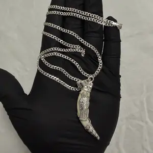 Cadena 3mm x 24 pulgadas con Colgante de Diente de San Judas de PLATA 925