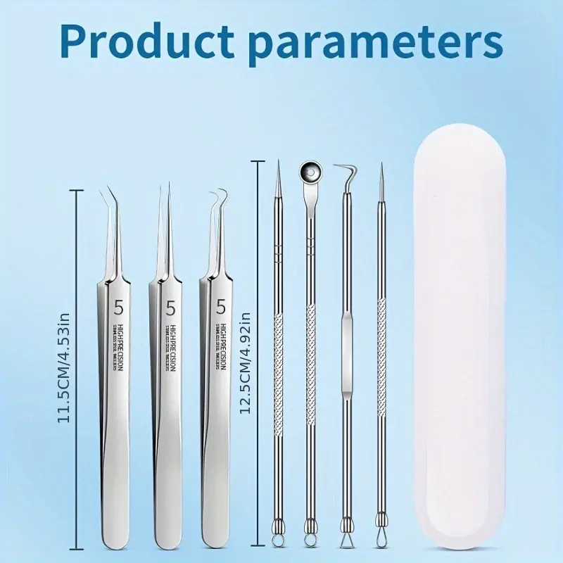 Professional German Ultra-Fine Pimple Tweezers and Needles Set, 4pcs Acne Blackhead Removal Tool Kit, Stainless Steel Blemish Extractor for Facial Care, Precision Comedone Zit Popping Tool for Clear Skin Beauty Essential Tools