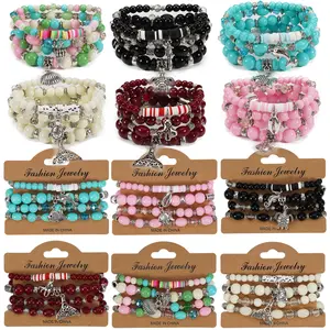 12/24pcs Mix Ocean-Themed Acrylic & Glass Bead Bracelets Set, Perfect for Underwater Exploration Party Favors. These Elastic Layered Ankle Bracelets Feature Shells, Turtles, And Starfish, Making Them Ideal Friendship Gifts for Summer Beach Outings