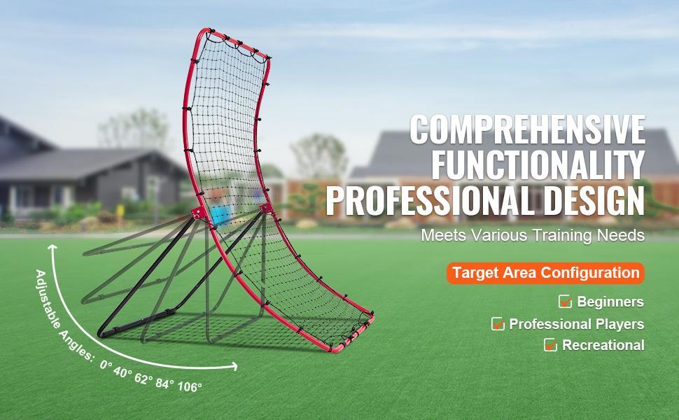 VEVOR Baseball And Softball Rebounder Net,  4 x 5.5 ft PitchBack Baseball Pitching Nest, Pitch Return Trainer Rebound Net with Pitching Target, All Angle Fielding Rebound Net for Grounders Pop Flies