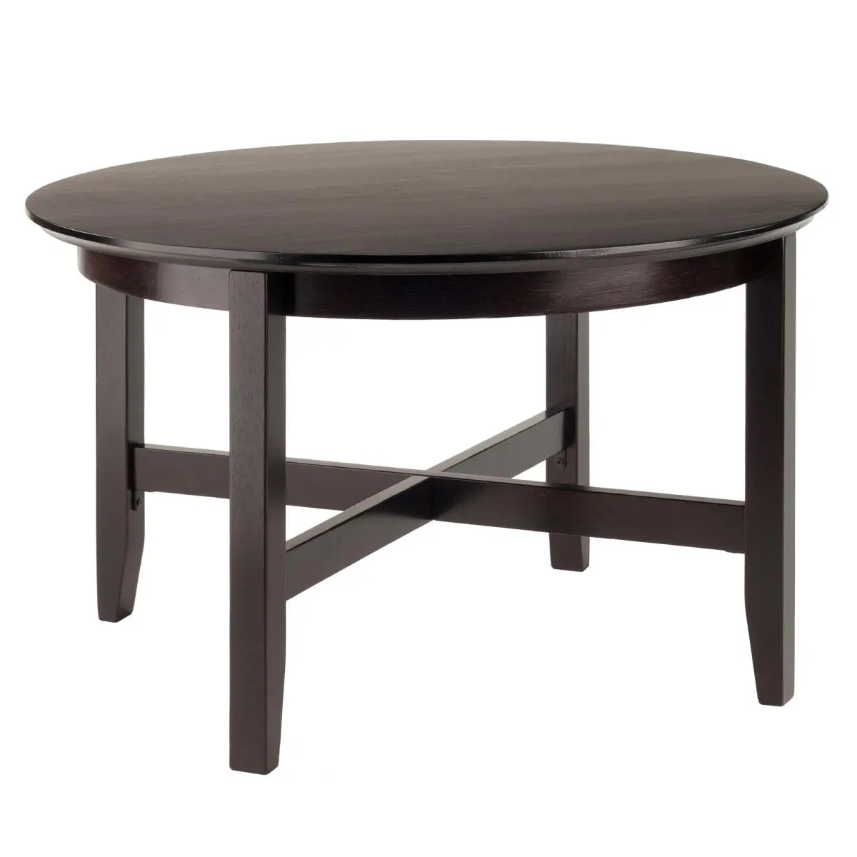 Winsome Wood Outdoor Patio Round Coffee Table - 18.1"h x 30" Diameter, X Base Design Under Top, Espresso Finish, Easy Assembly, Space-Saving Balcony Outdoor Furniture, Sturdy Legs