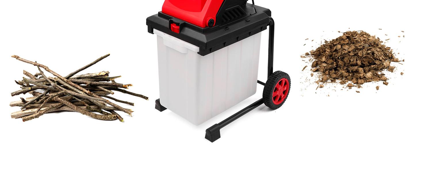 PowerSmart Electric Wood Chipper 15-Amp with Collecting Bin for Garden, Yard(PS12A)