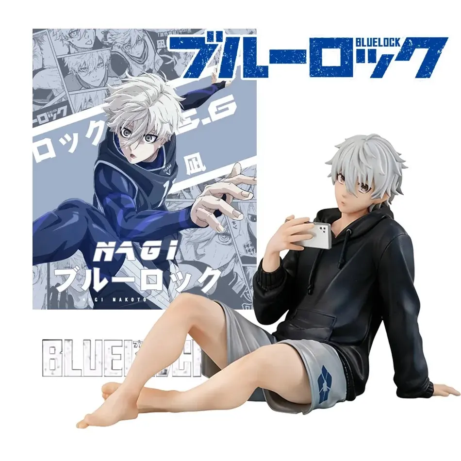 In Stock BLUE LOCK Action Figures Nagi Seishiro Anime Figure Sitting Figurine PVC Collectible Model Kids Doll Toys Gifts