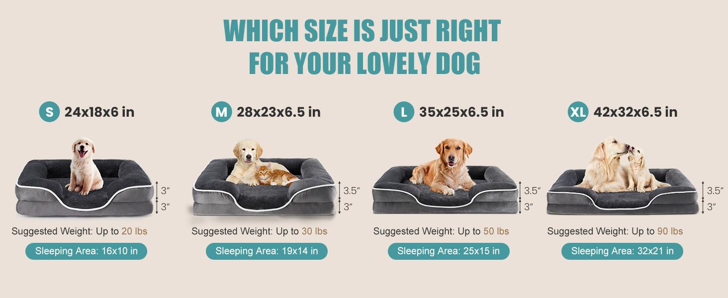 Orthopedic Dog Bed, Memory Foam Pet Bed for Medium Dogs with Washable Removable Cover Non-Slip Base Waterproof Liner Egg Crate Foam for Improved Sleep