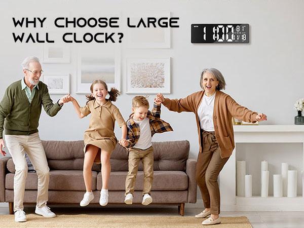 <Valentine's Day Gifts> EASYERA 16.5"&12" Large 2 in 1 Digital Wall Clock with Remote Control, RGB Atmosphere Lights with 11 Scenes Mode, Dual Alarms with BIG LED Display, Teacher Classroom, Office, GameRoom, LivingRoom, Auto Dst Adjustment Timer Clock