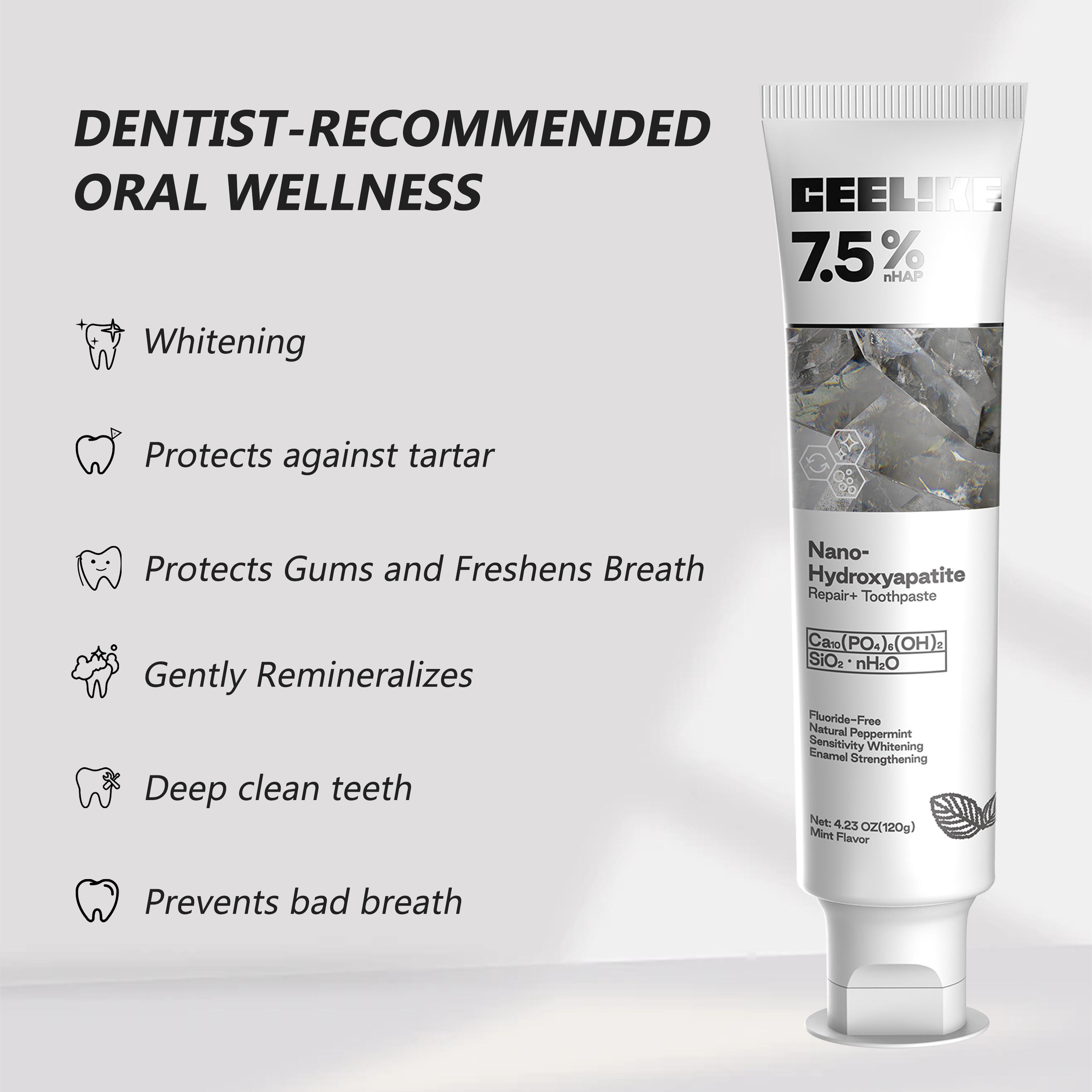 【MSDRWIKEY】New 7-Pro Intensive Toothpaste + CEELIKE 7.5% Nano-Hydroxyapatite Toothpaste - 2-Tube Oral Care Set